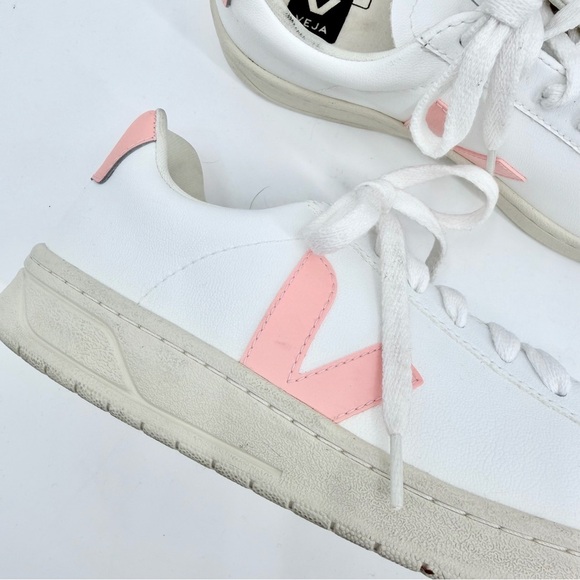 VEJA Esplar White Leather Sneakers Petal Pink Logo EU 36 - Picture 4 of 10